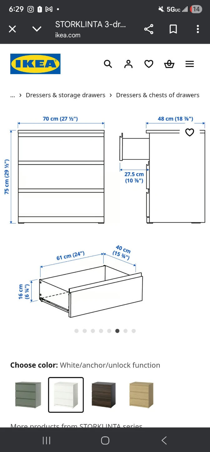 IKEA STORKLINTA 3-drawer dresser - White - photo 4