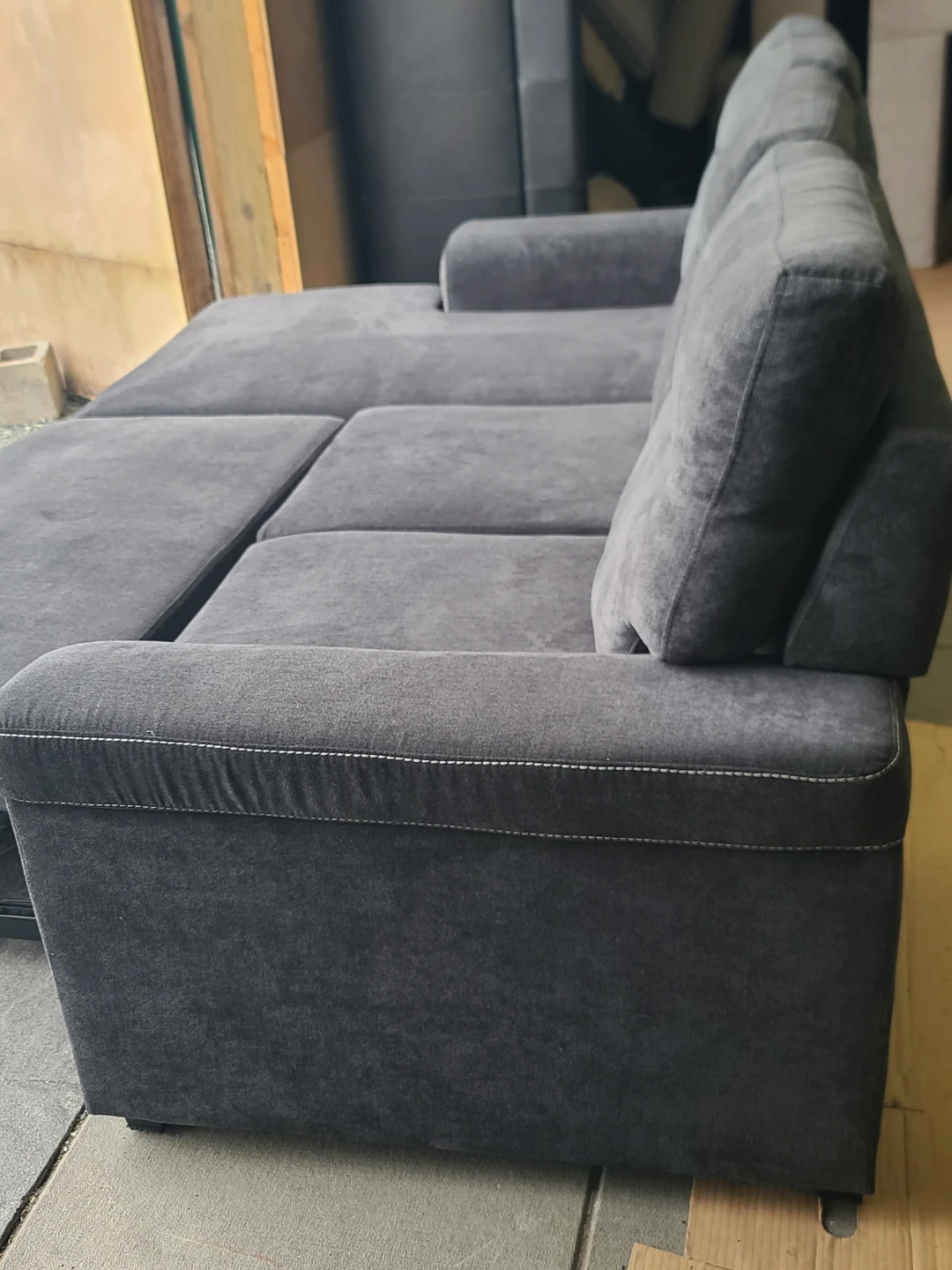 Dark Grey Sectional Sofa with Storage - photo 3