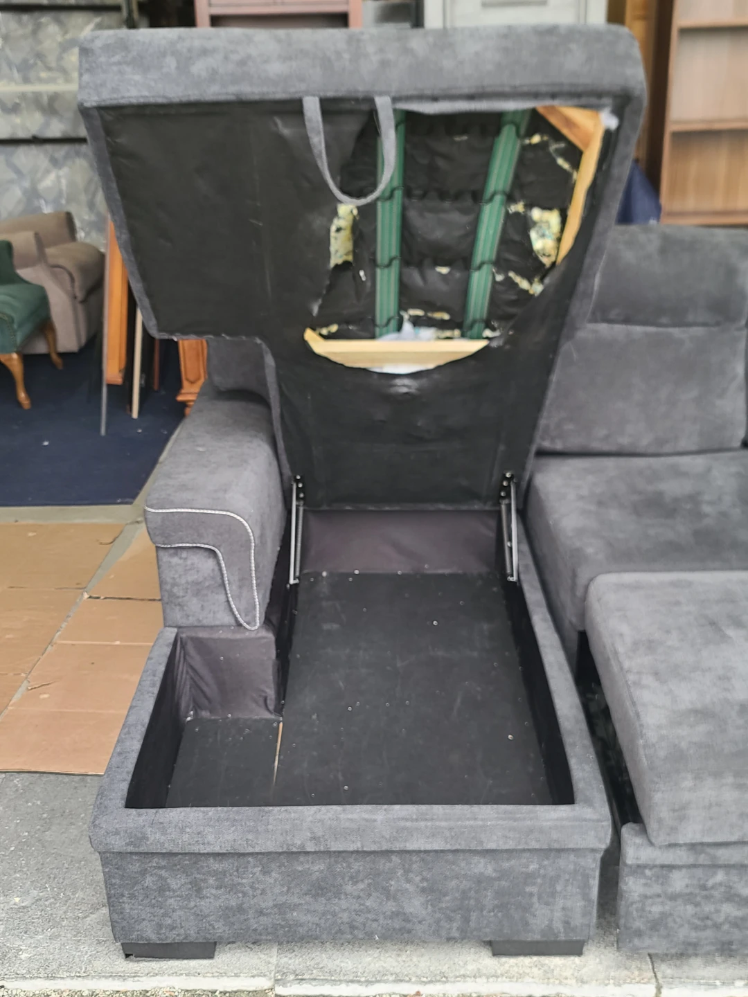 Dark Grey Sectional Sofa with Storage - photo 5