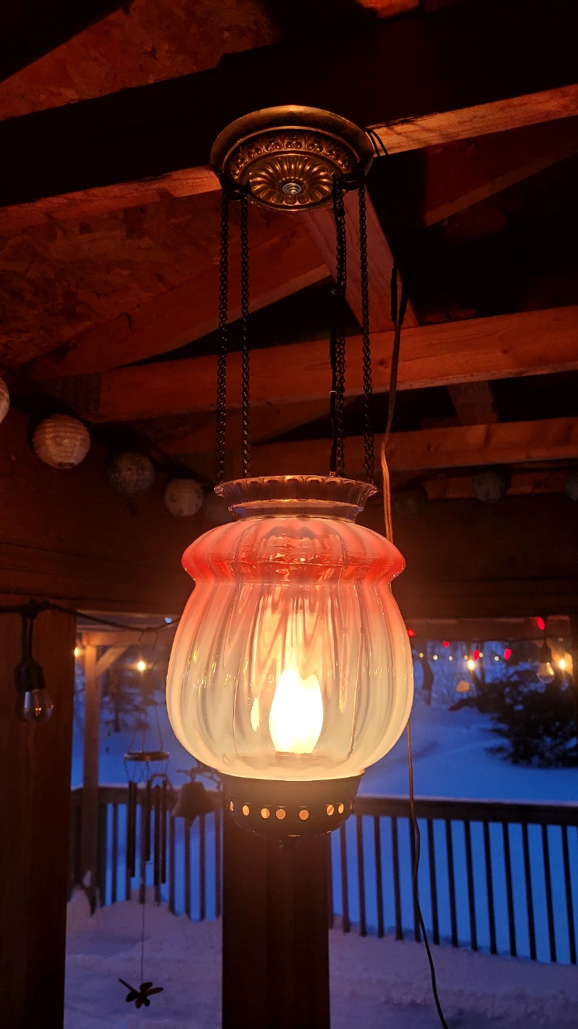 Cranberry Glass Hanging Swag Lamp - photo 3