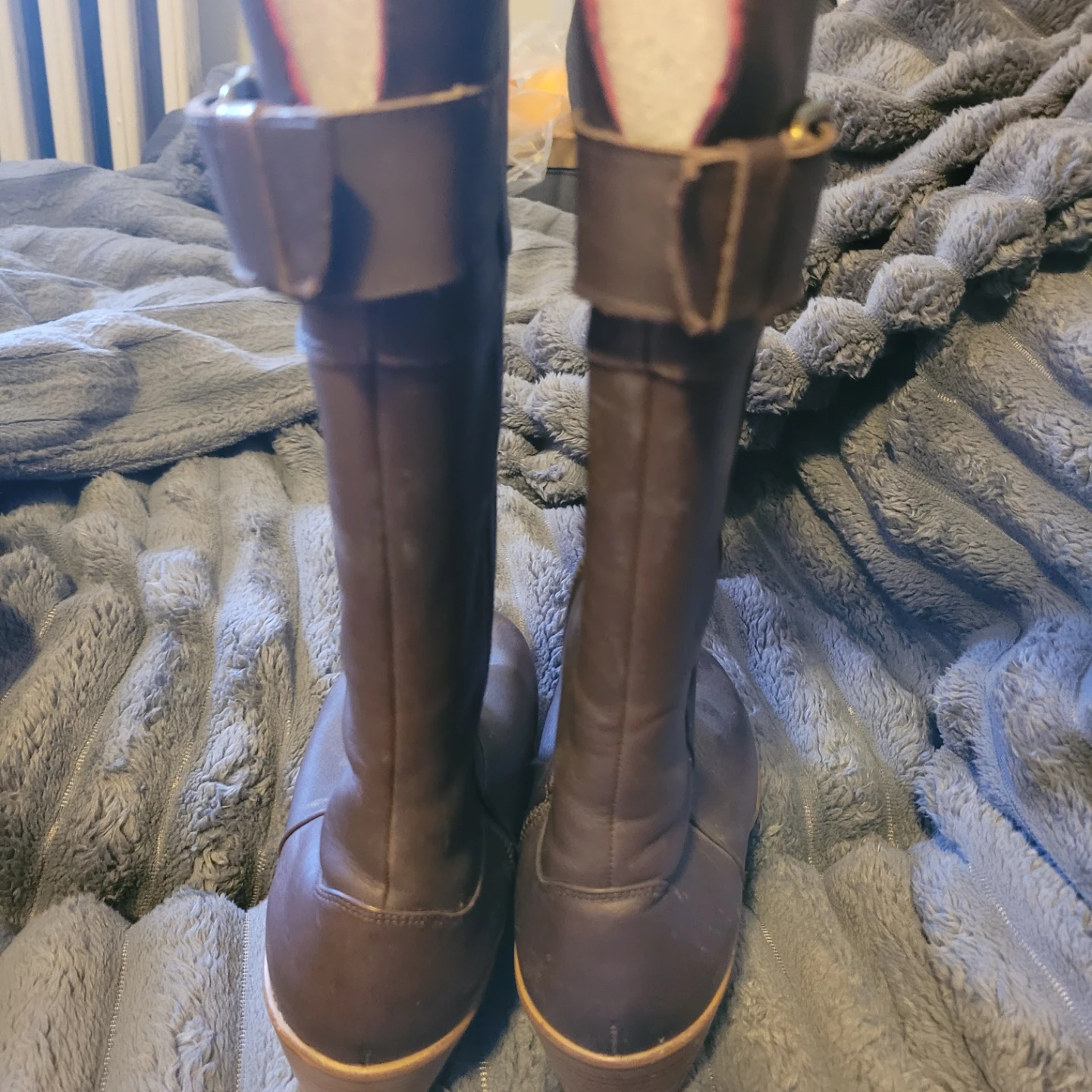 W8.5Crocs Brown Leather like Wedge Boots - photo 3
