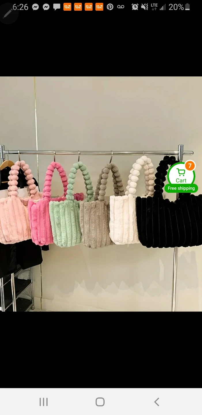 Plush hand knit tote bag