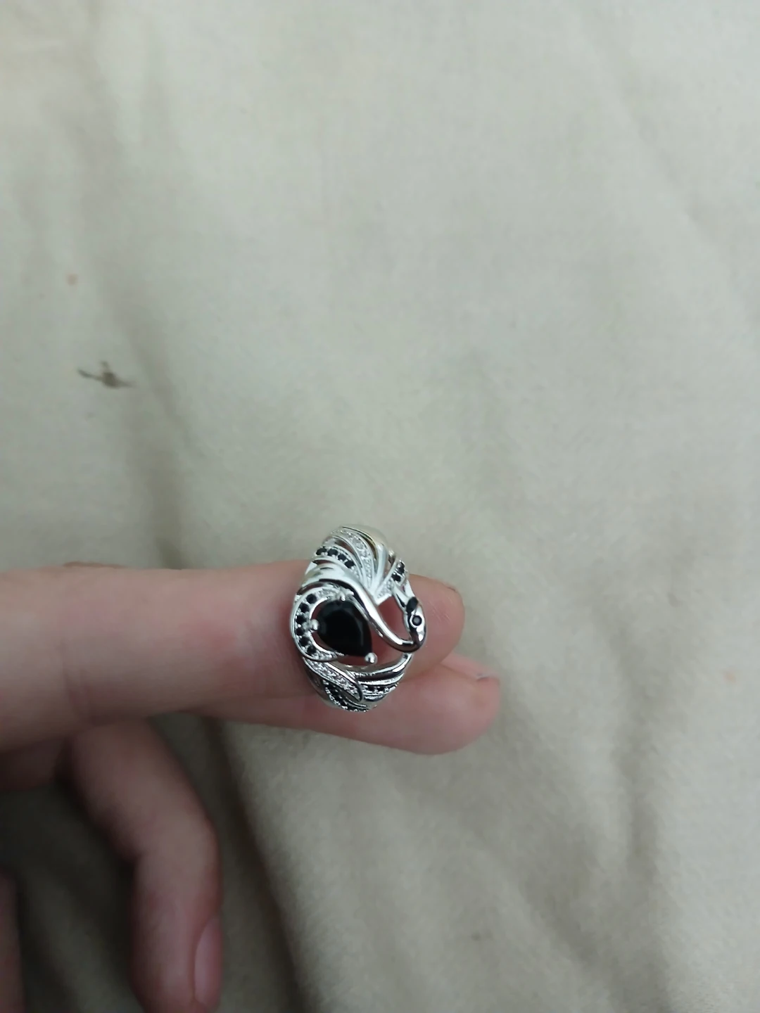 925 Silver Synthetic Cubic Zirconia 1.5 Carat Spinel Swan Ring