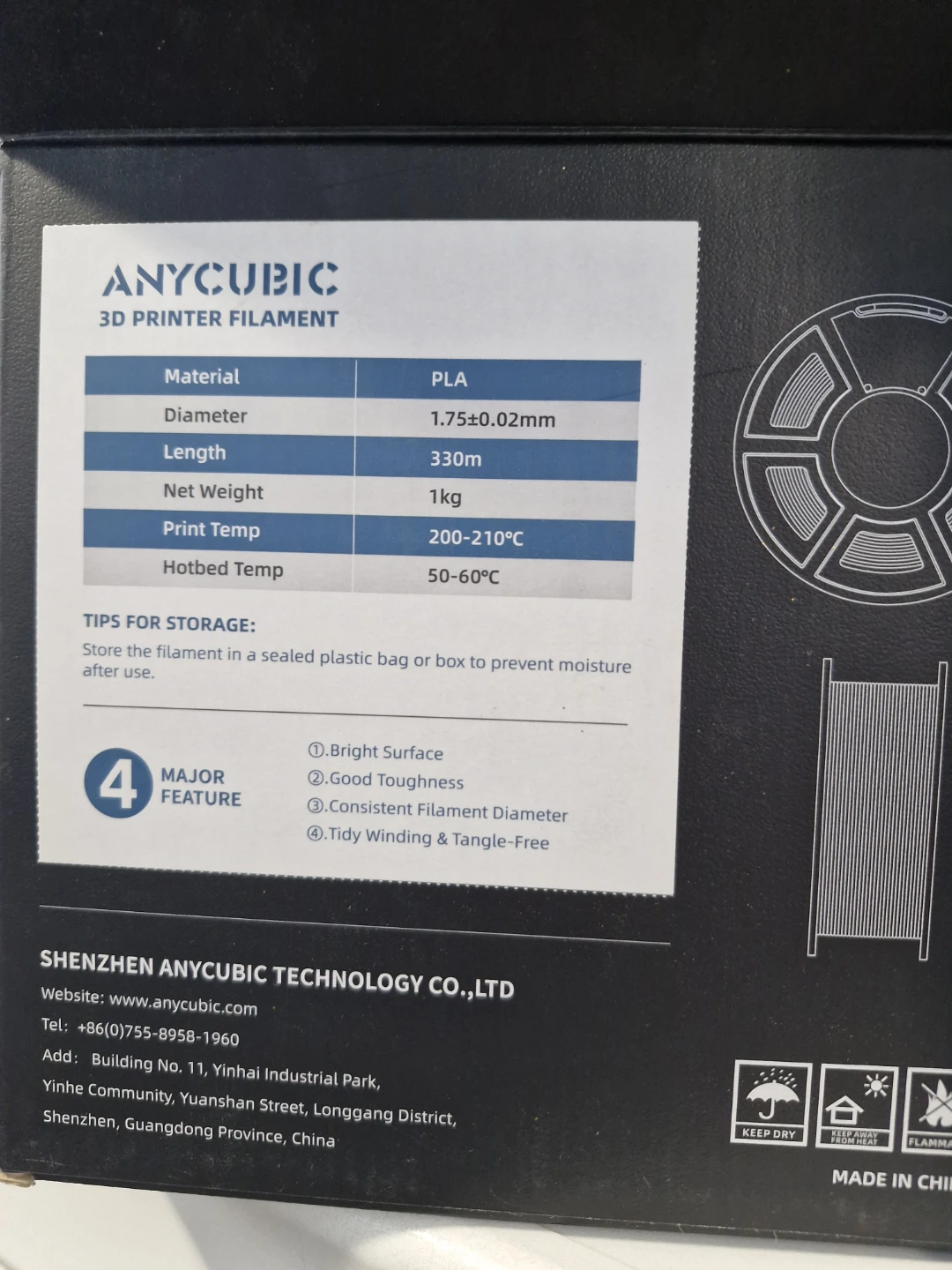 Anycubic PLA 3D Printer Filament - Grey 1.75mm
