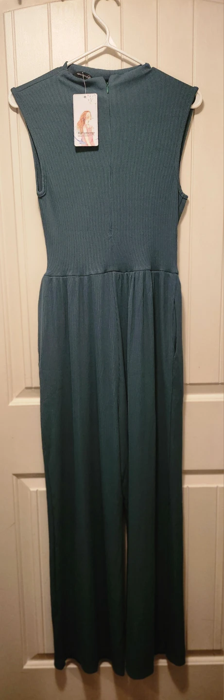 PrettyGarden Green Ribbed Jumpsuit