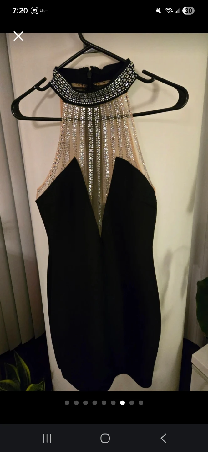 Black Embellished Neckline Halter Dress - photo 2