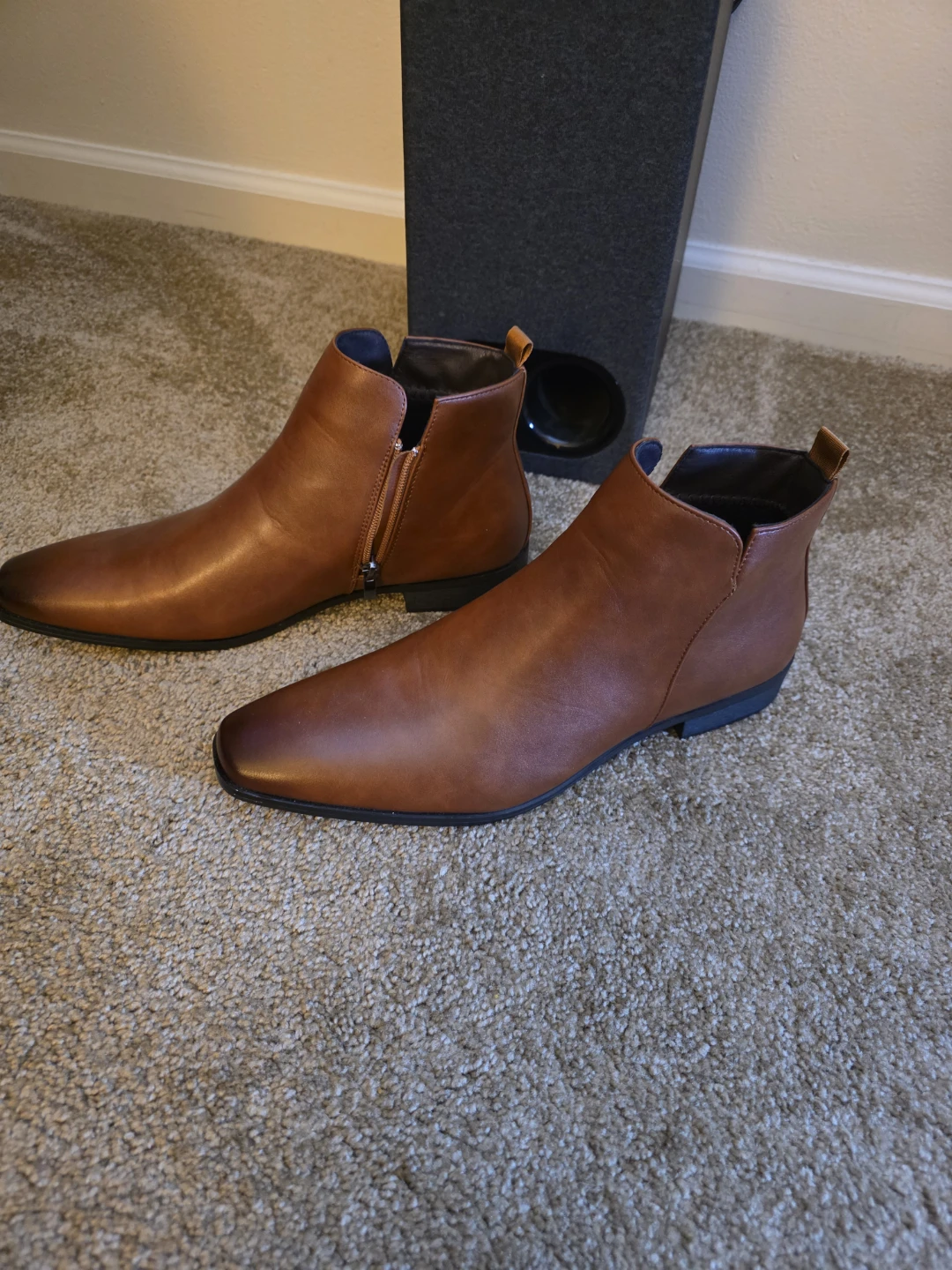 Men's Brown Faux Leather Ankle Boots