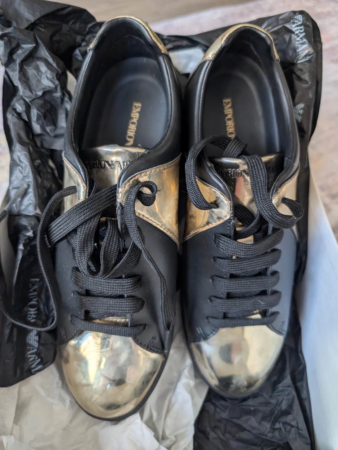 Emporio Armani Black & Gold Sneakers