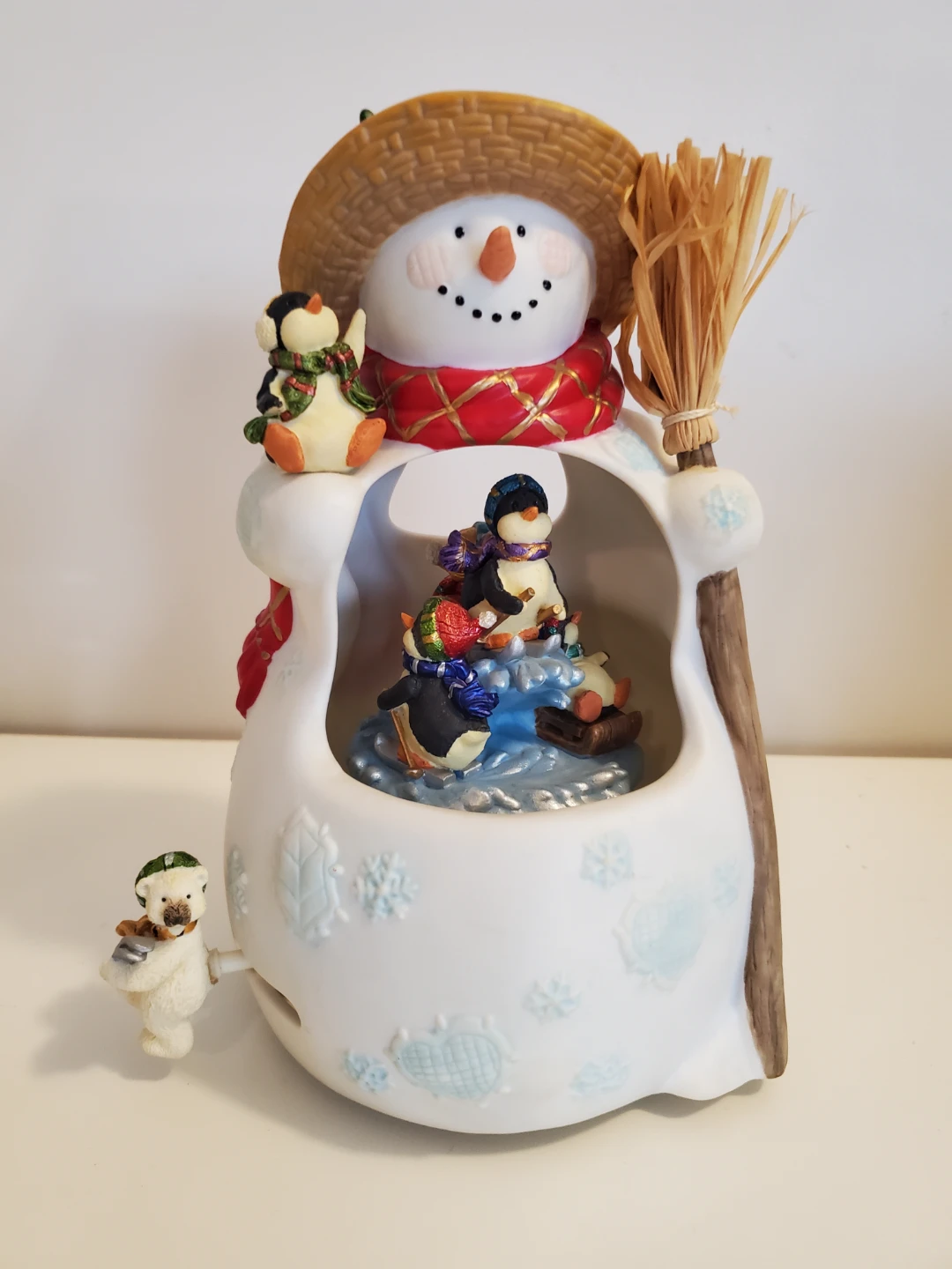 Musical Snowman Porcelain Figurine Plays Frosty the Snowman - photo 2