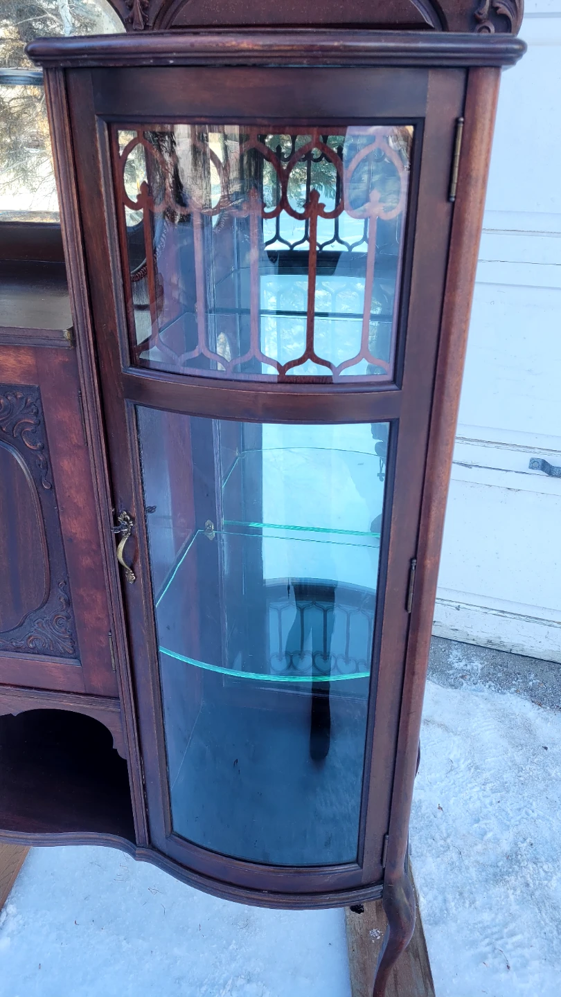 Antique Mahogany Display Cabinet w/ Key - photo 4