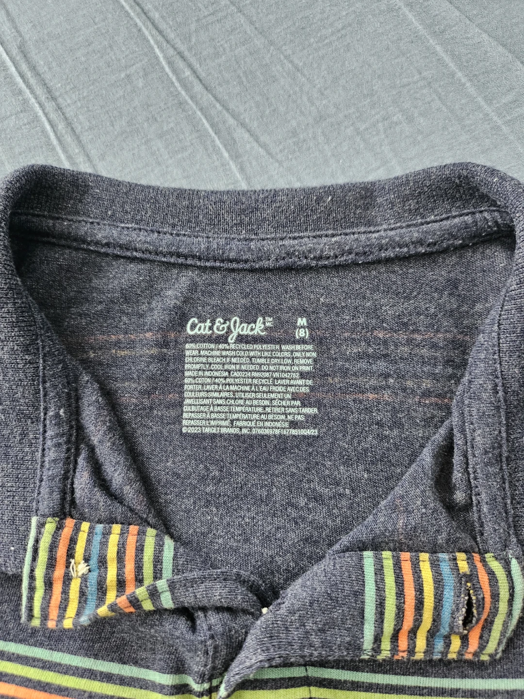 Cat & Jack Striped Polo Shirt Size M (8) 🏆 - photo 2