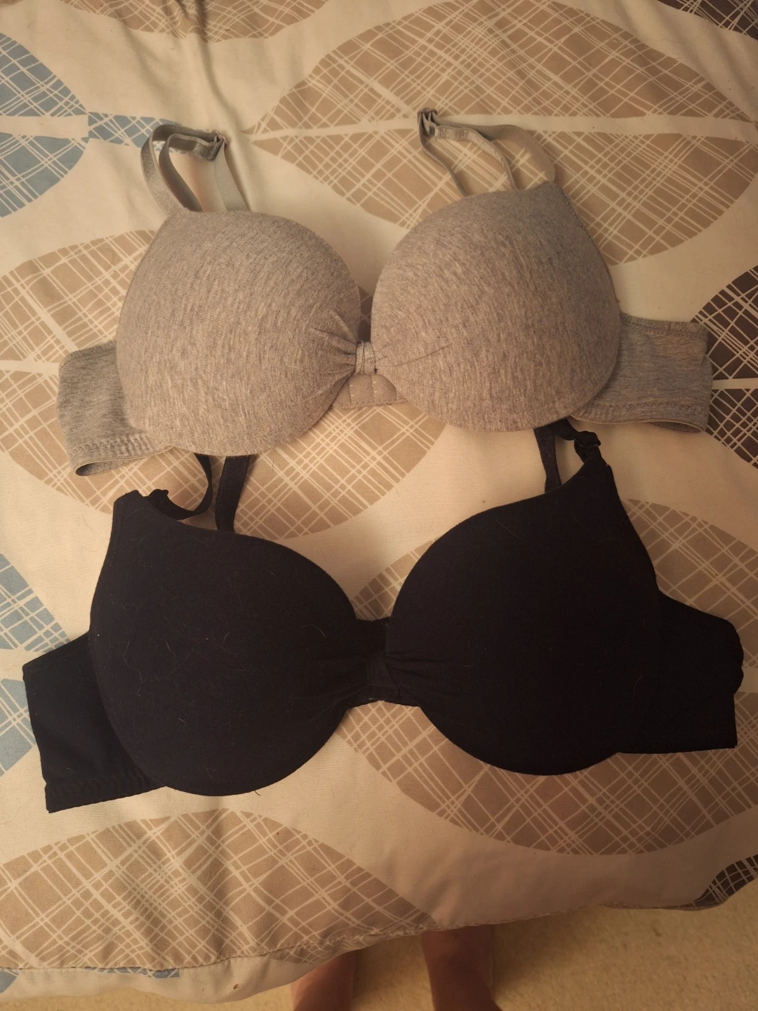 2 Medium Bras - Grey & Black