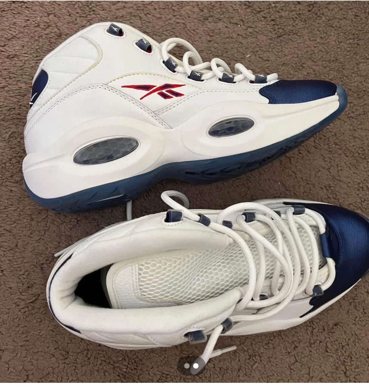 Reebok Question Mid "White Navy" Basketball Shoes