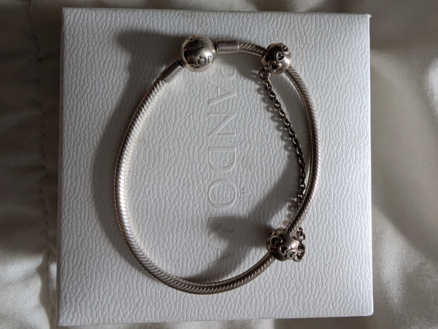 Pandora Sterling Silver Snake Chain Bracelet with Charms - photo 2