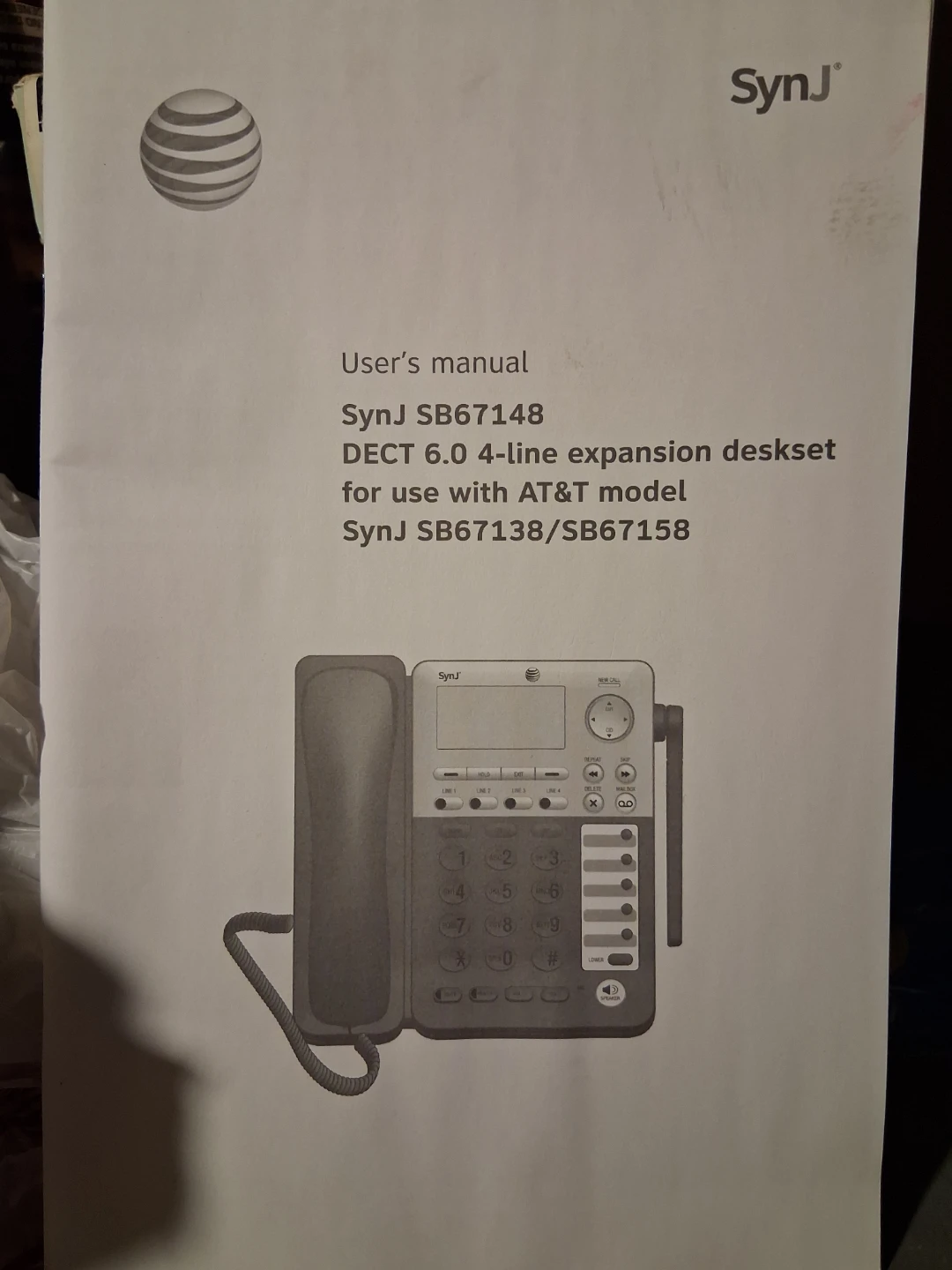 AT&T SynJ SB67148 DECT 6.0 4-Line Expansion Deskset - photo 2
