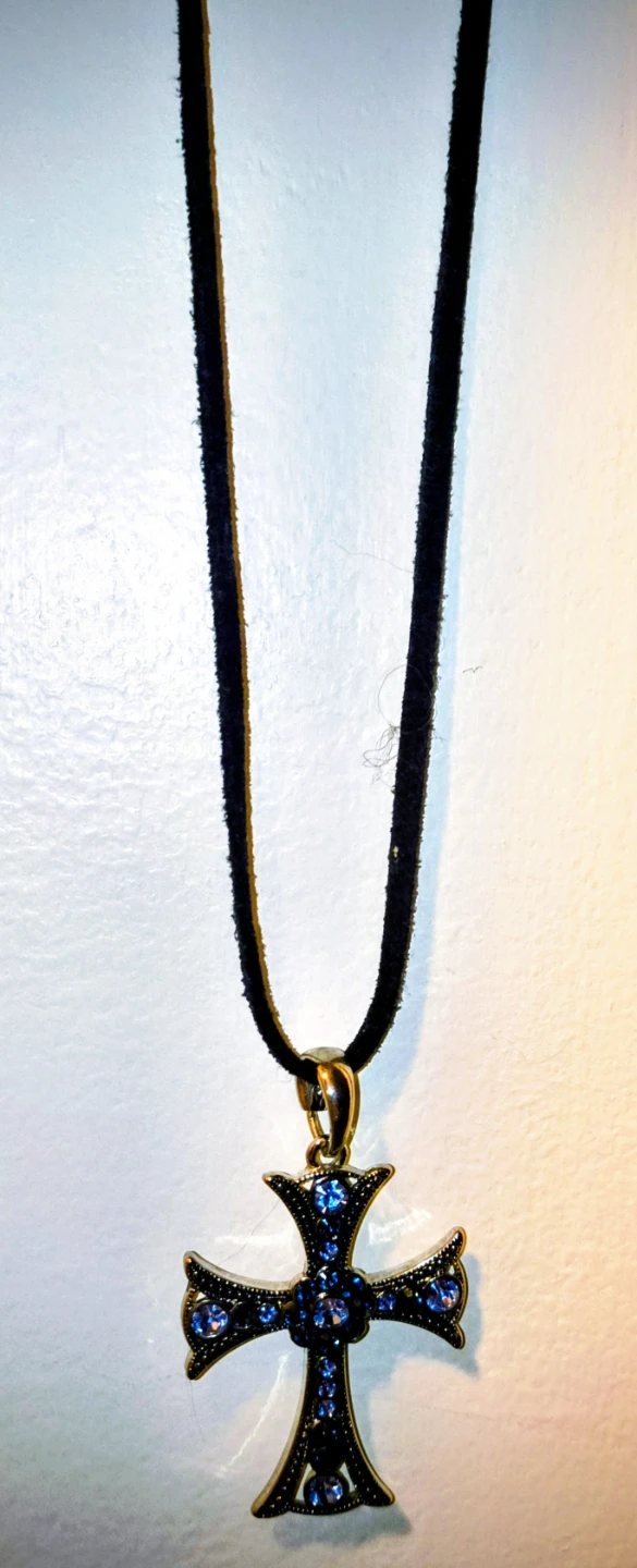 Cross Necklace with Blue Stones - photo 2