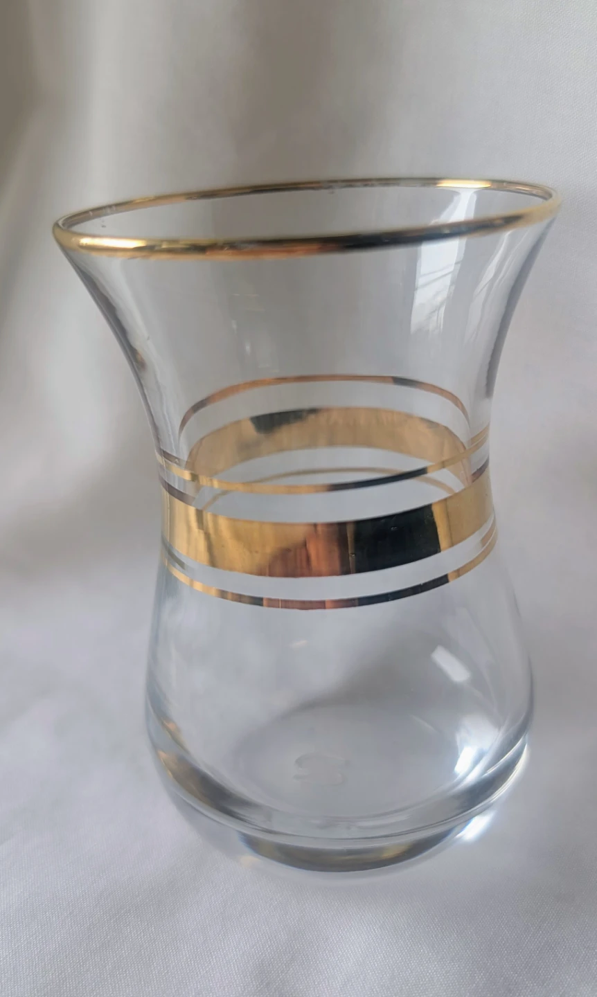 Set of 6 Gold Trimmed Tea Glasses