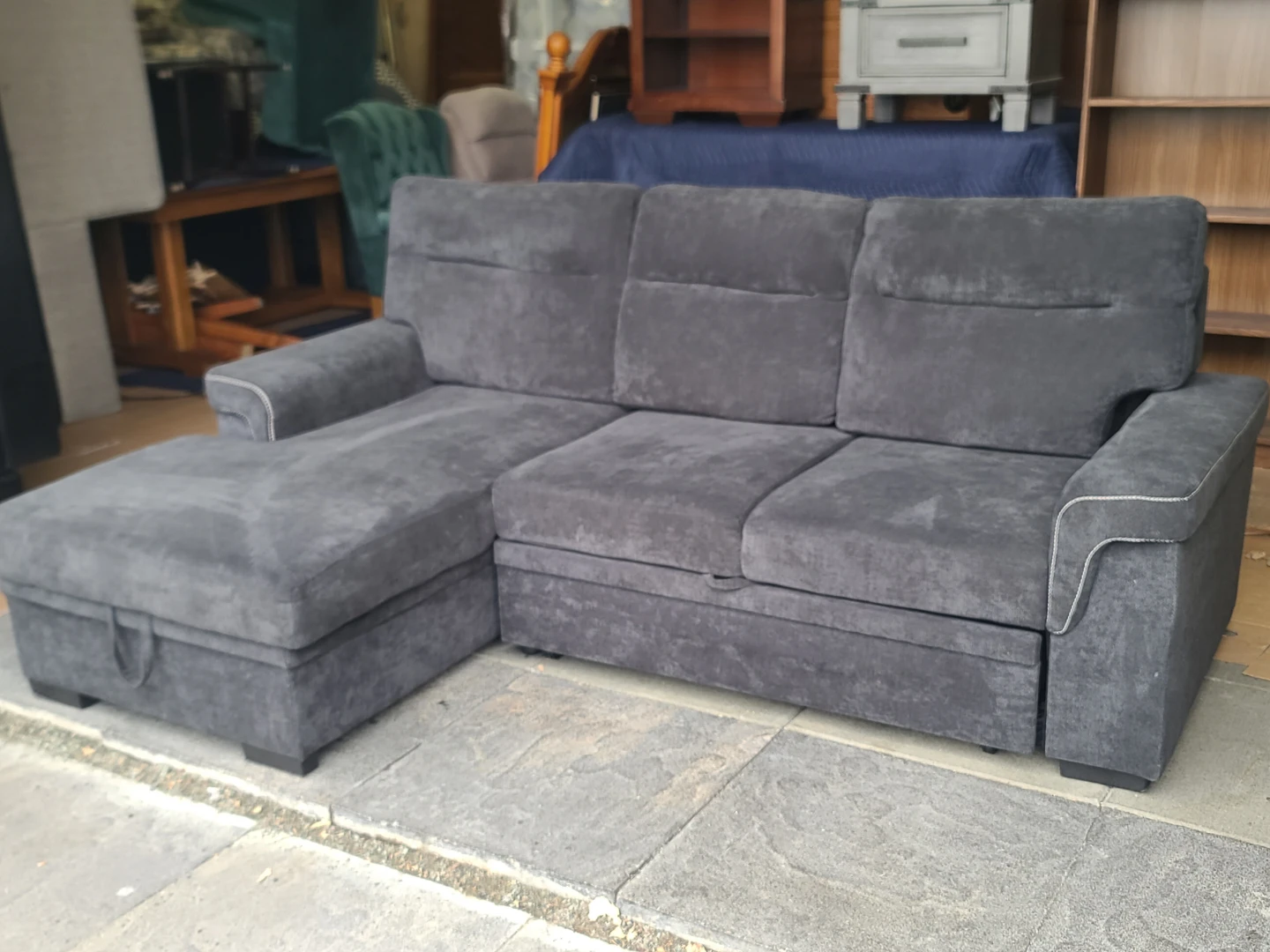 Dark Grey Sectional Sofa with Storage