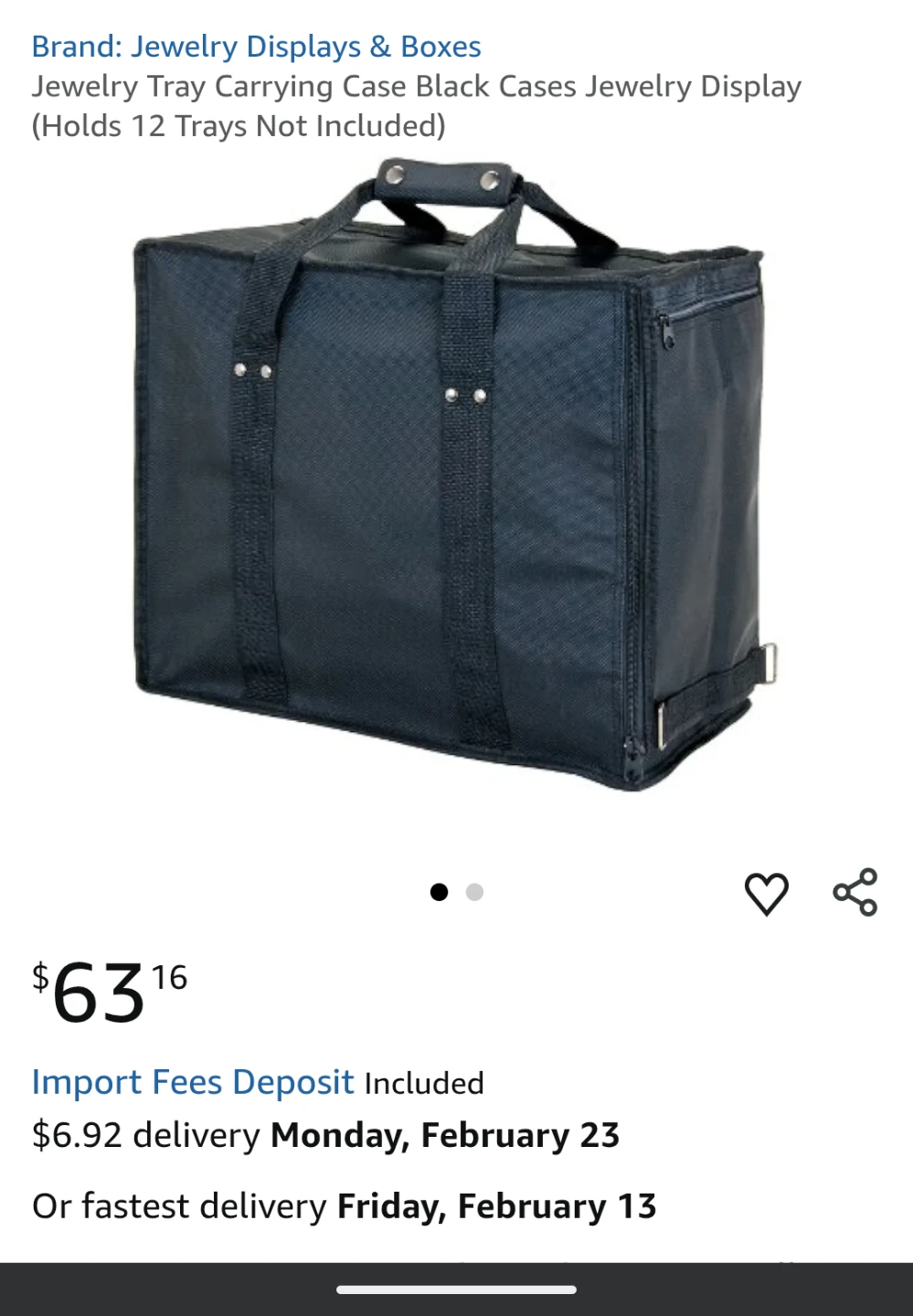 Jewelry & Craft Display Carrying Case Black