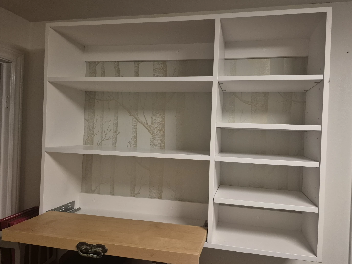 White Wall-Mounted Shelf Unit with Pull Out Desk 🥕 - photo 2