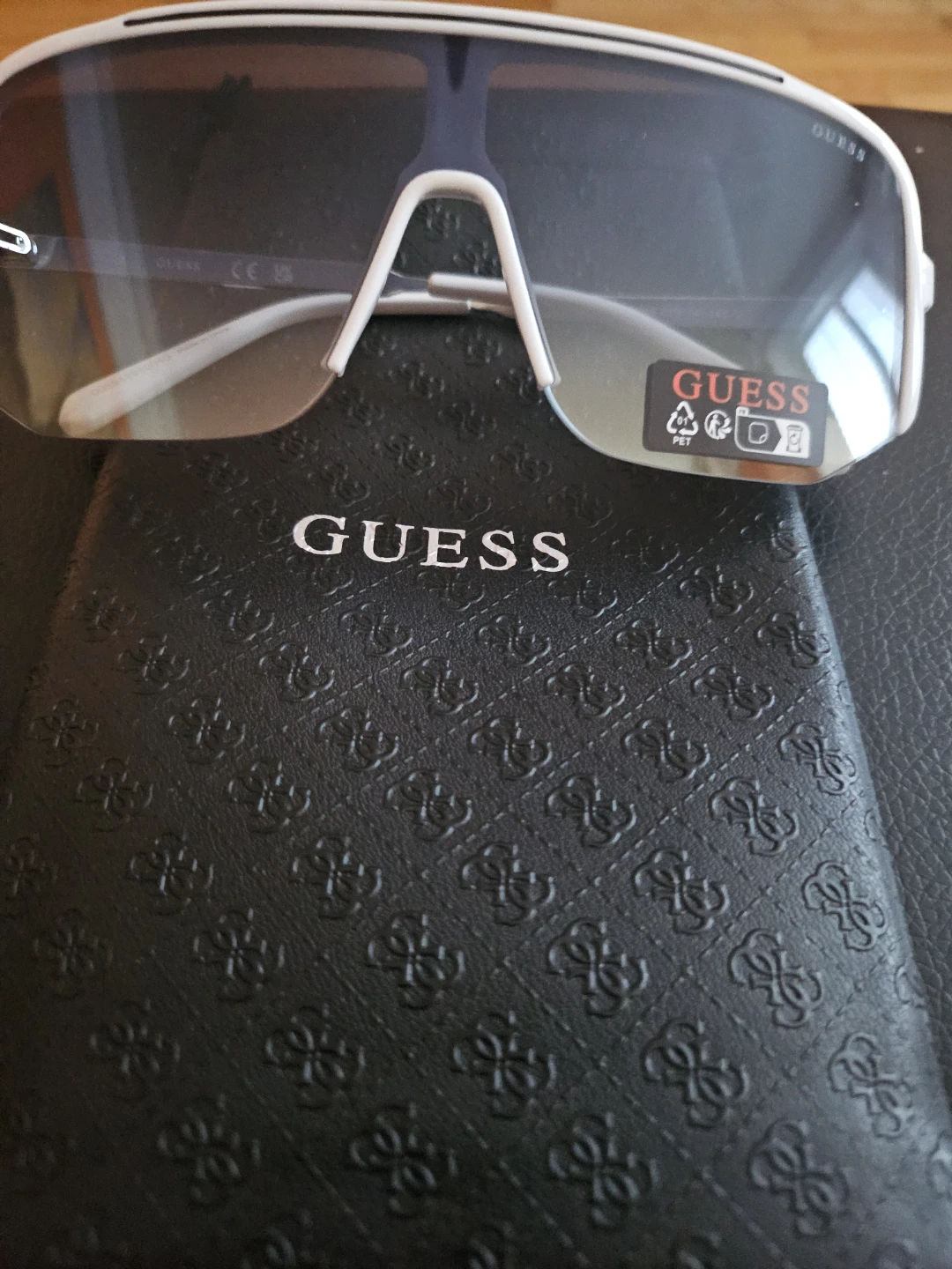 Guess White Shield Sunglasses with Case
