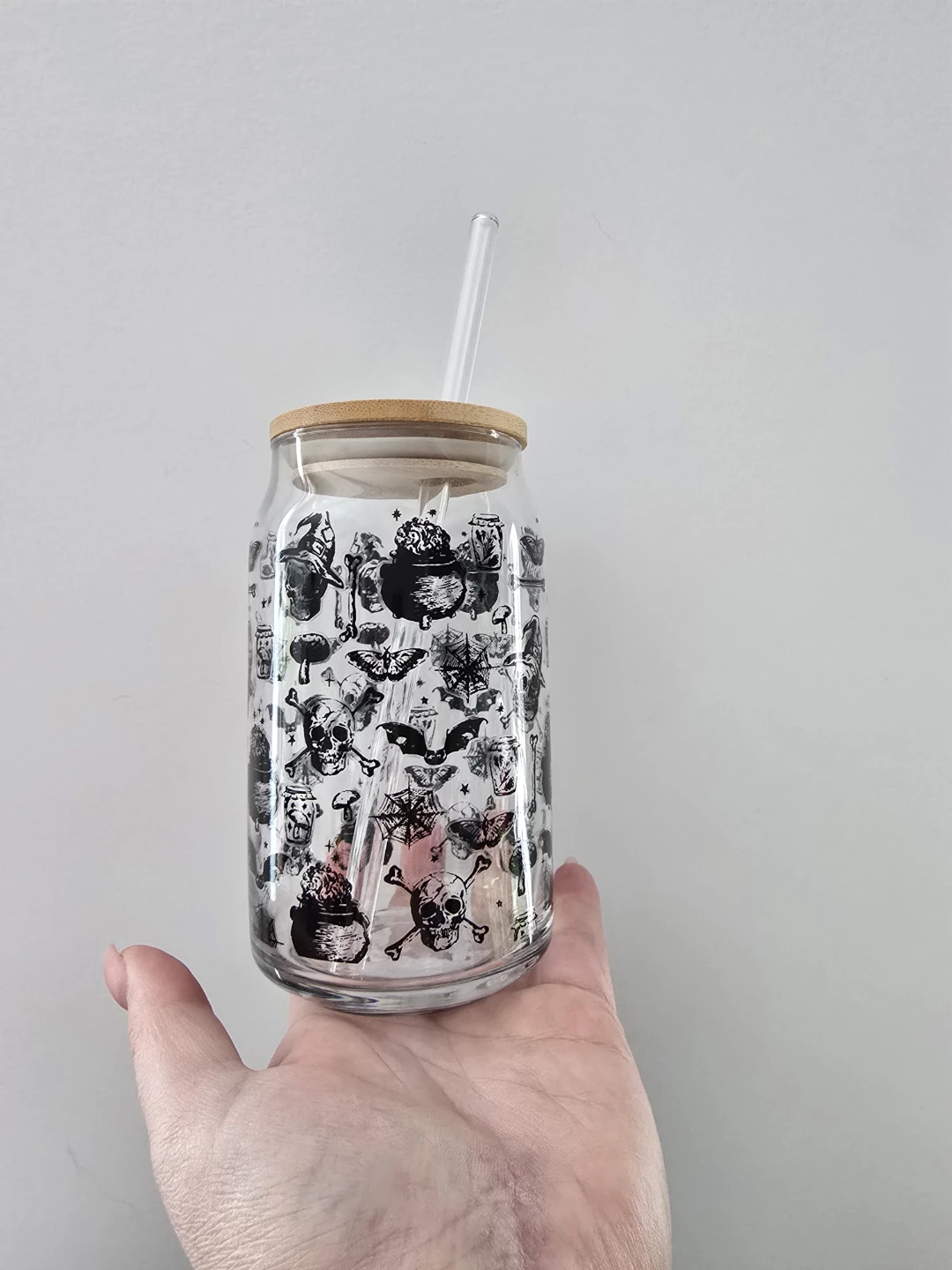 Glass cups with lid and straw - photo 3