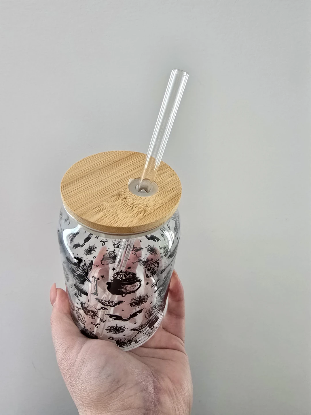 Glass cups with lid and straw - photo 4