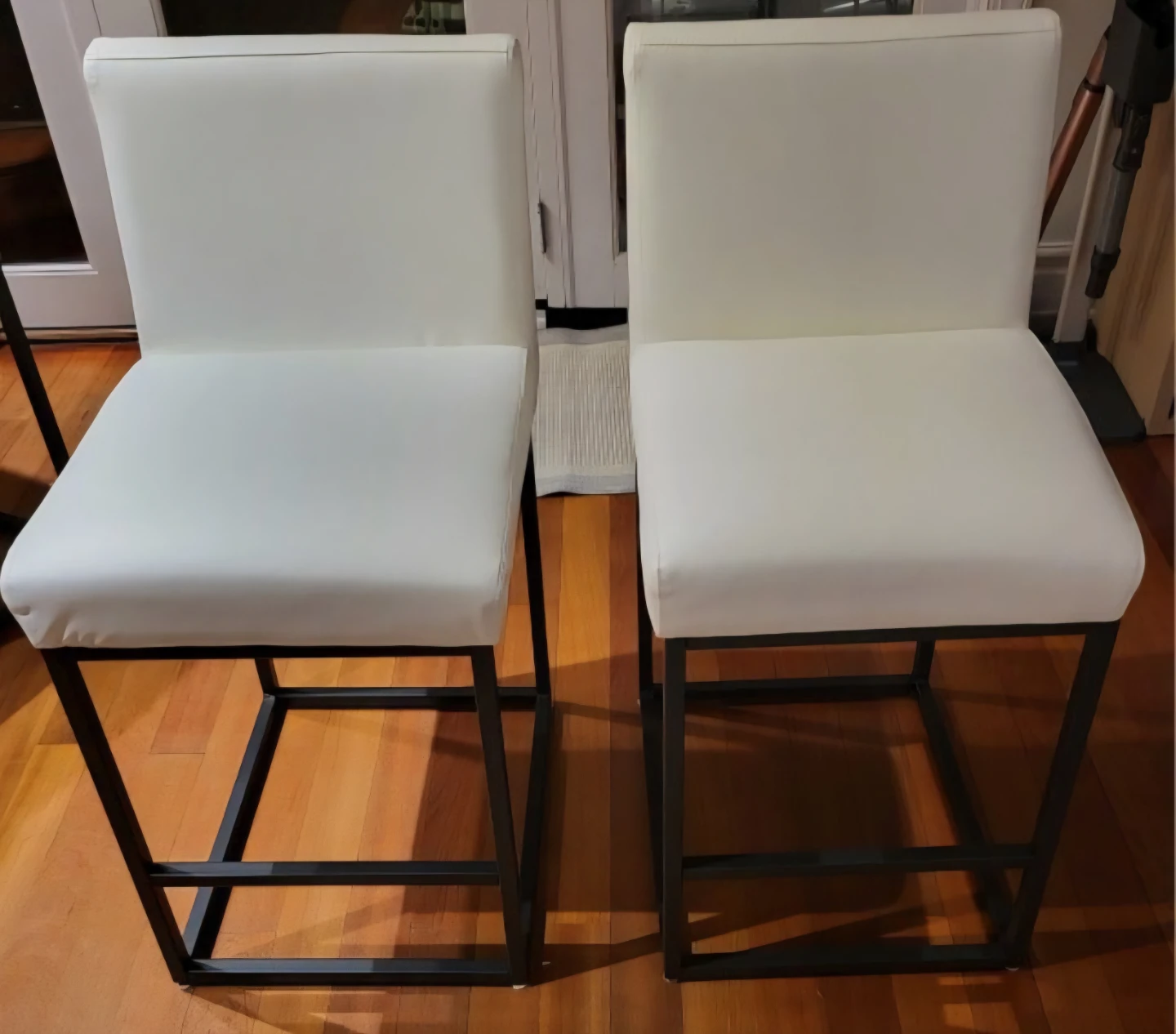 White Faux Leather Counter Height Chair  (Set of 2)