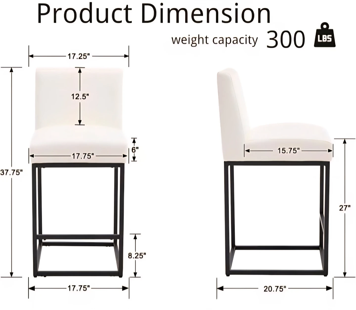 White Faux Leather Counter Height Chair  (Set of 2) - photo 3