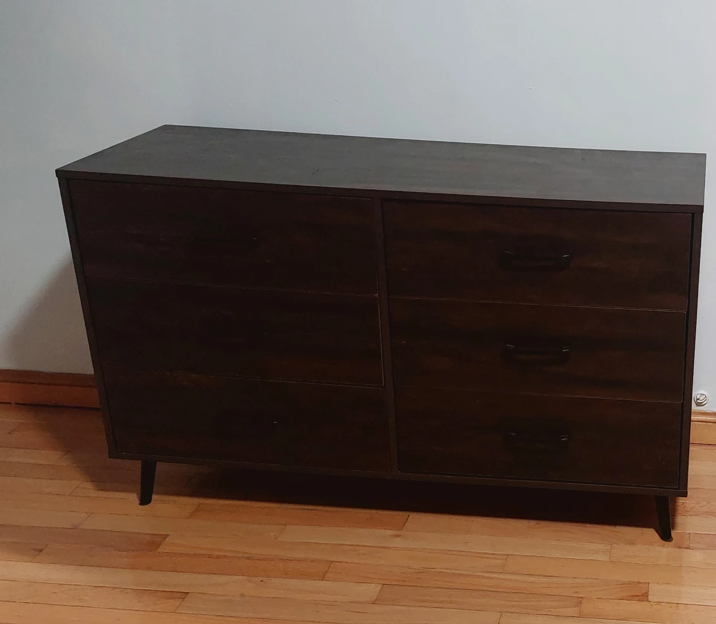 Dark Wood Dresser with 6 Drawers