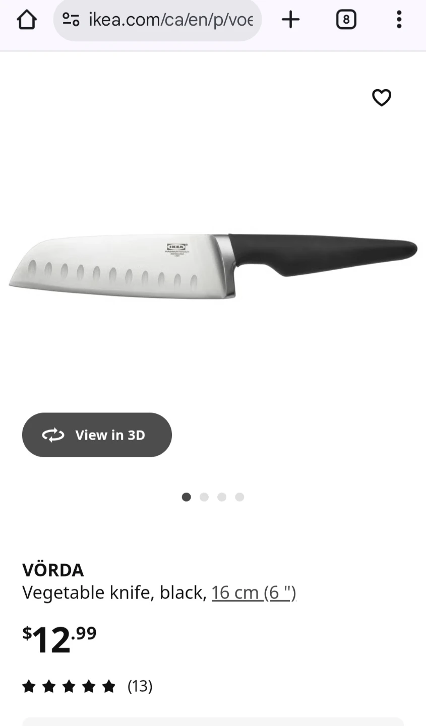 IKEA VÖRDA Vegetable Knife 16 cm