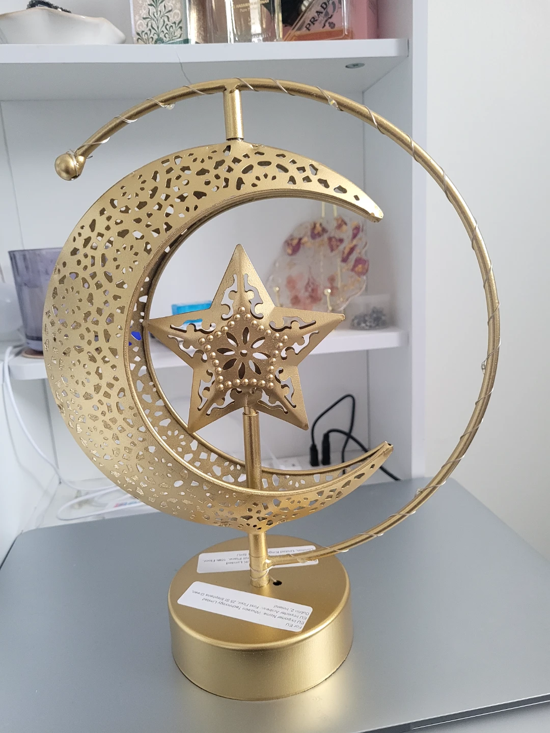 Gold Crescent Moon and Star Decorative Lamp - photo 3