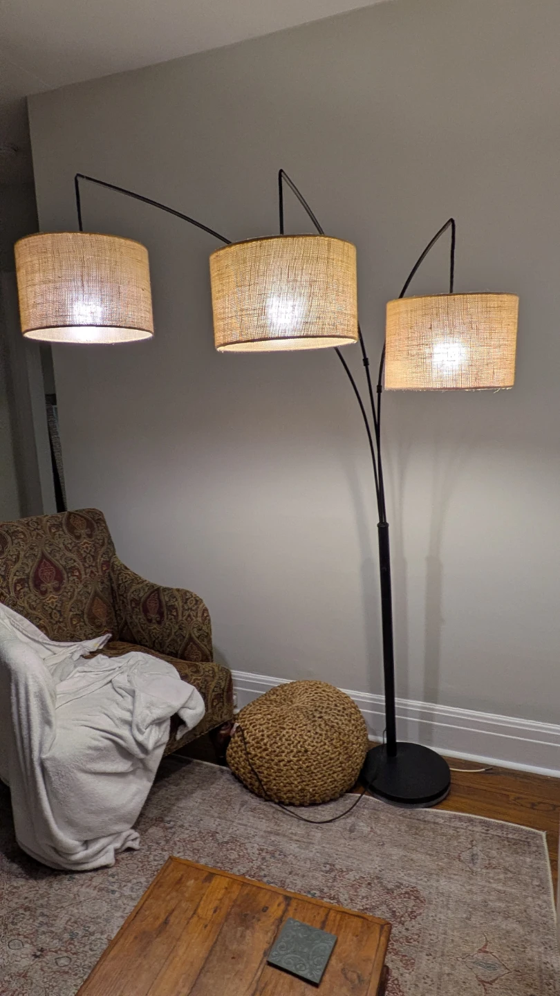 Arc Floor Lamp with Three Fabric Shades