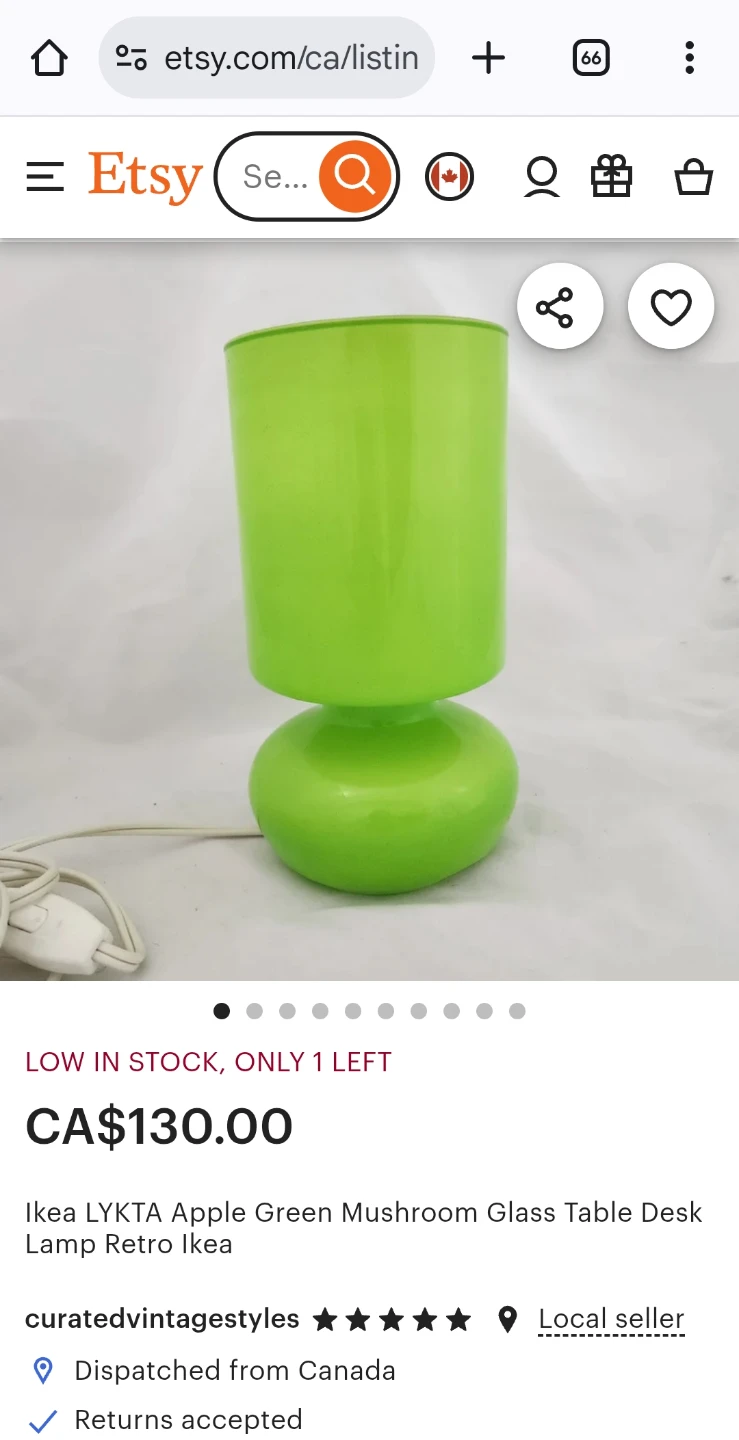 🥕 Vintage Ikea glass lamp