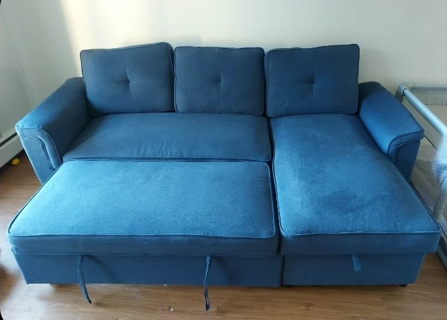 Blue Sectional Sofa Bed with Storage - photo 3