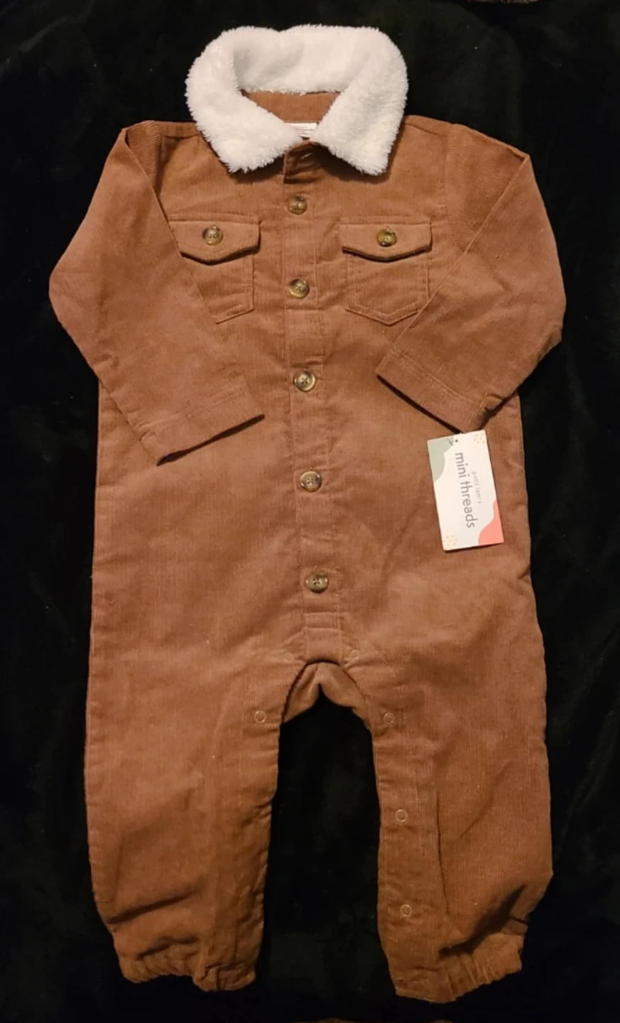 Baby Corduroy Sherpa Collar Bunting Suit 🧡