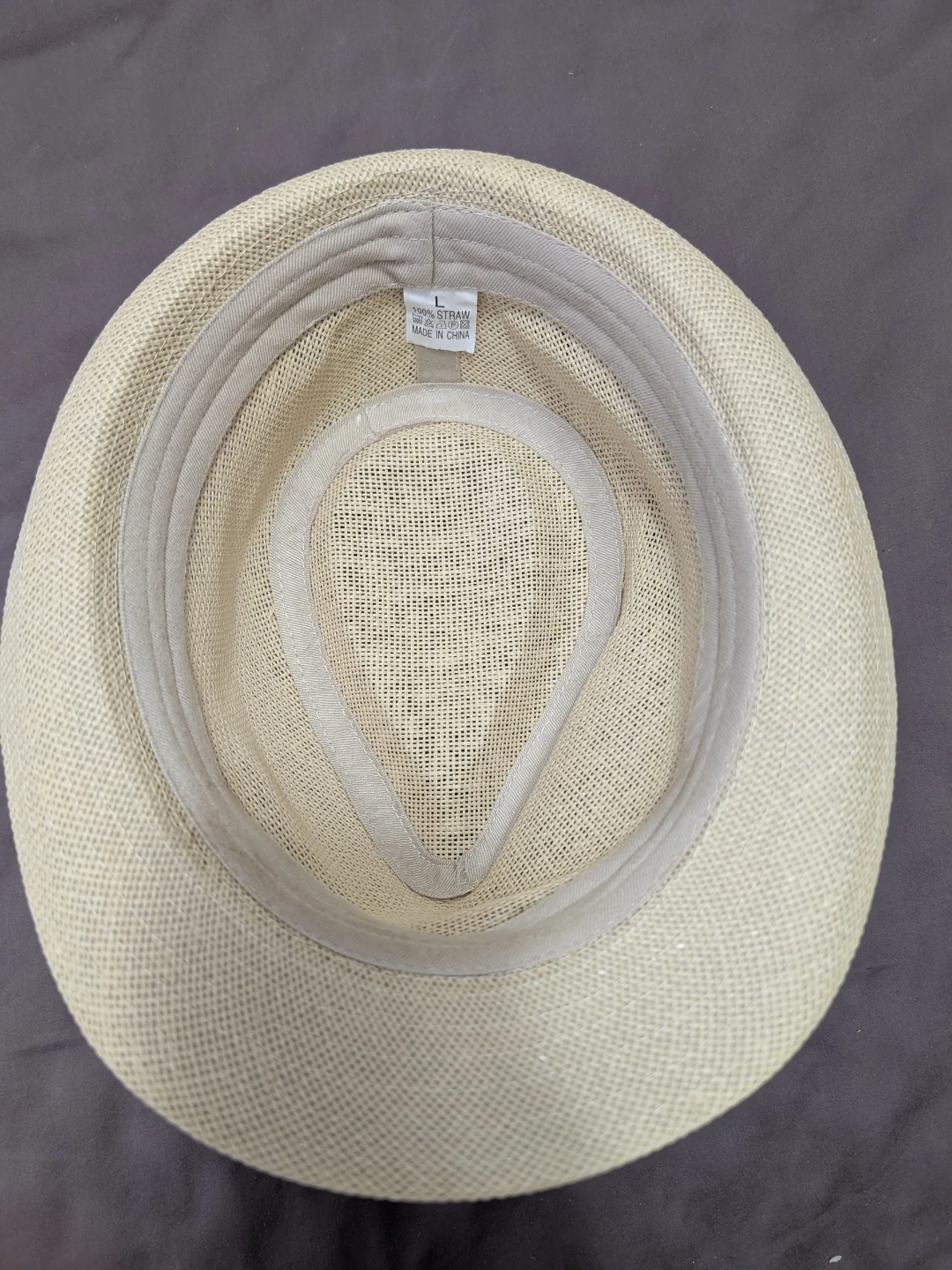 Straw Fedora Hat with Black Band - Size L - photo 4