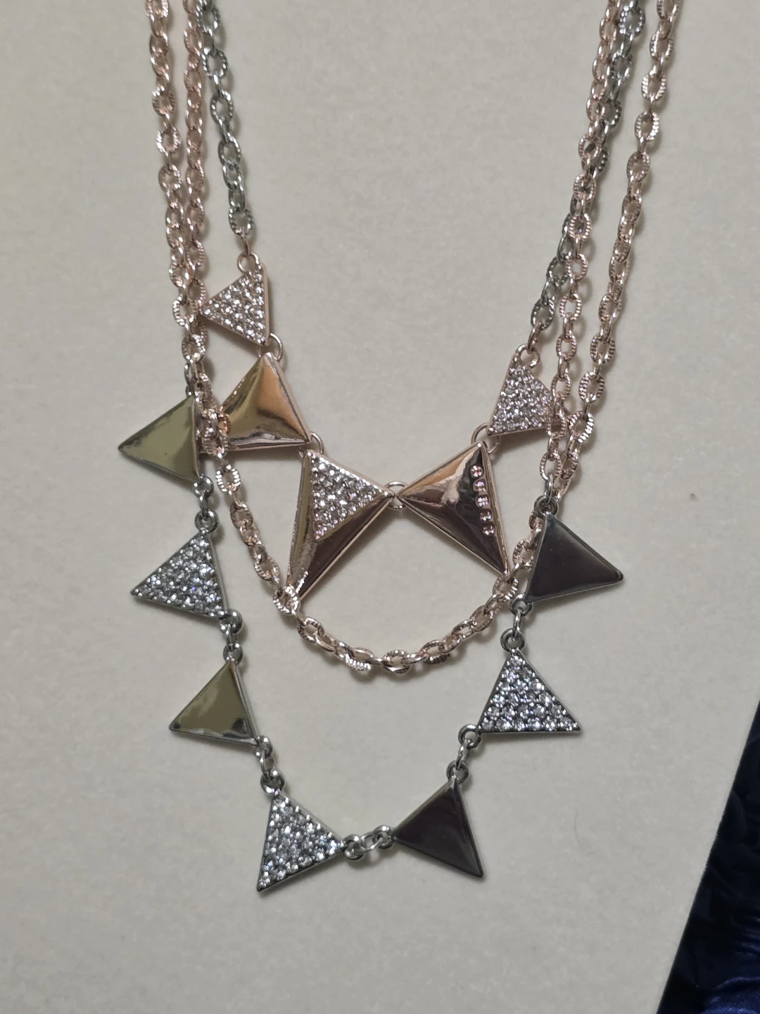 Guess Necklace - Rose Gold and Silver Tone with Triangle - photo 4