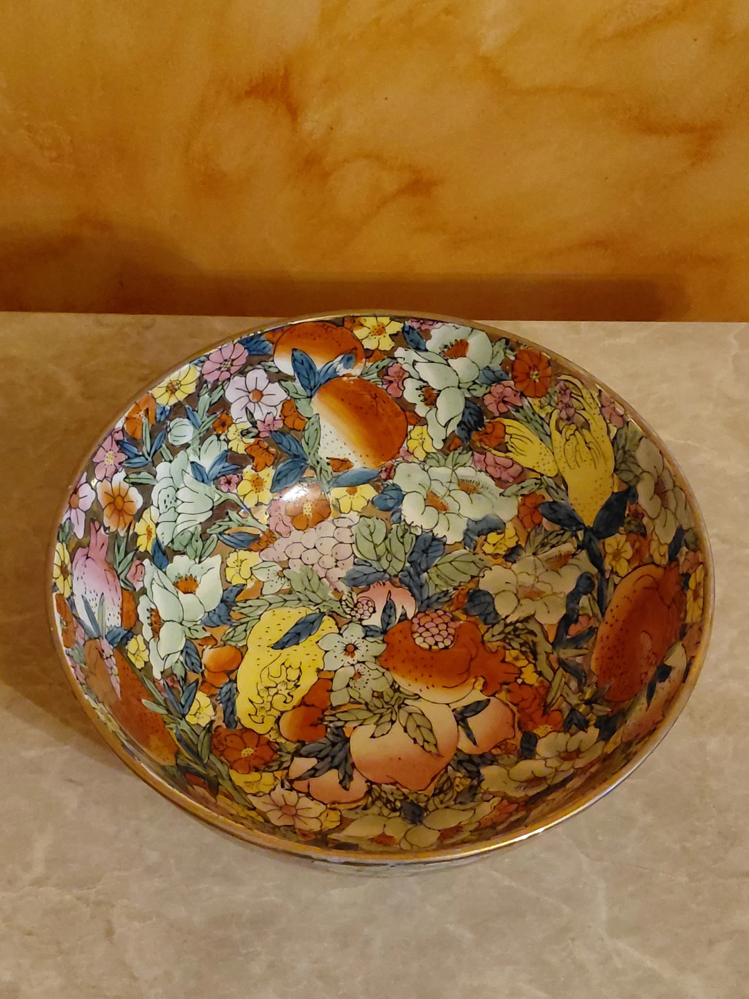 Decorative Ceramic Bowl with Floral and Fruit Pattern - photo 2