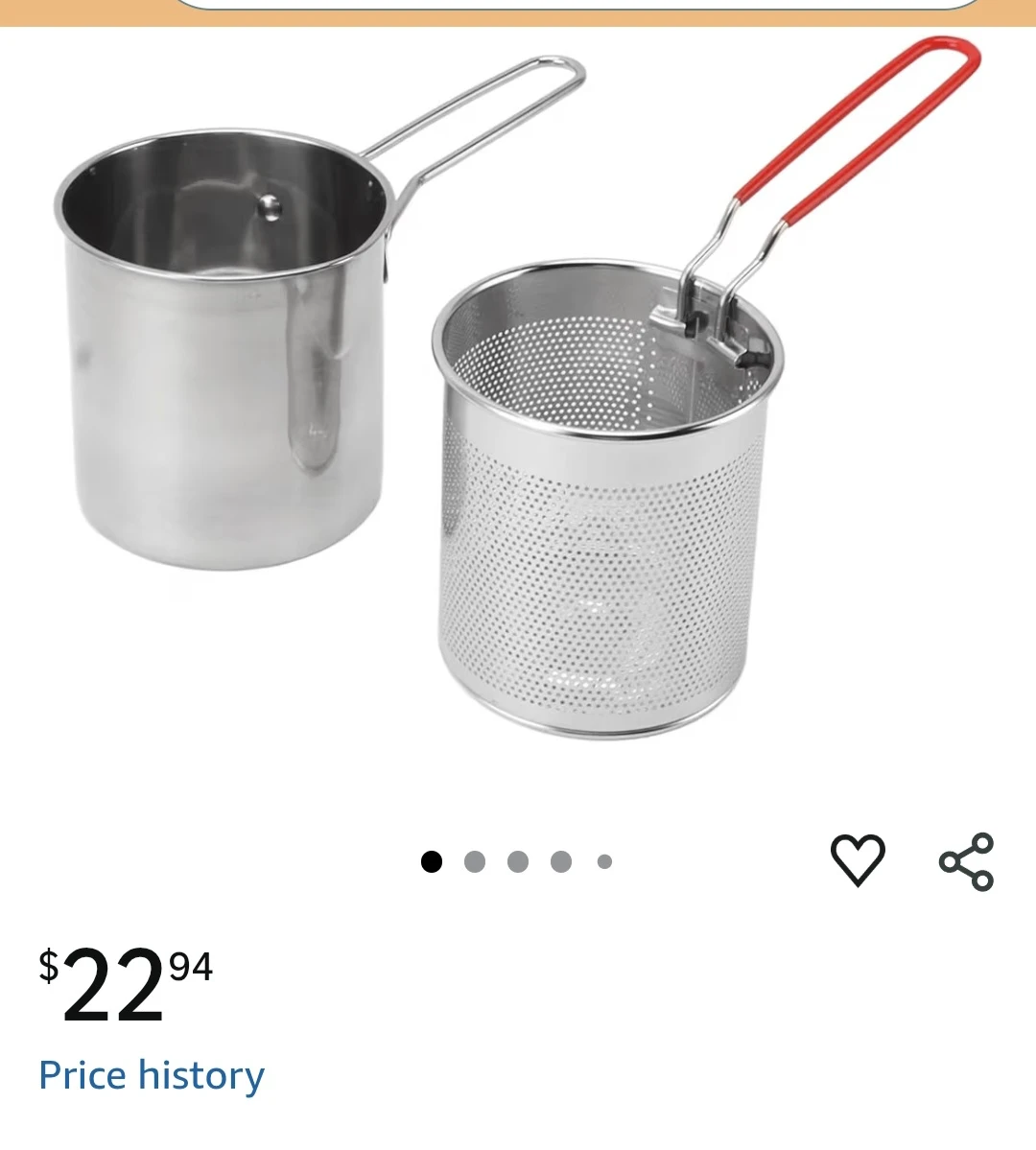 Stainless Steel Deep Fryer with Red Handle