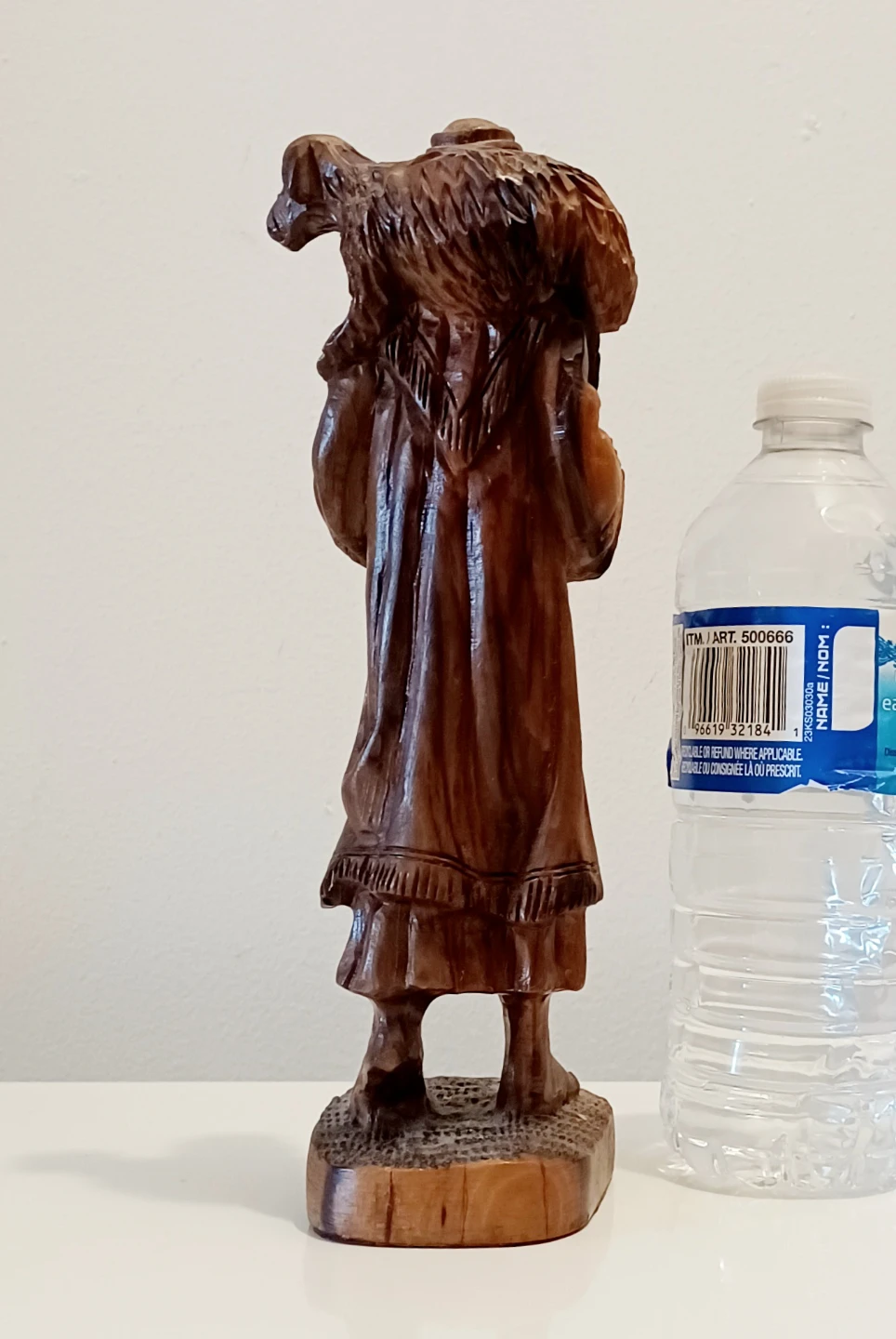 Hand Carved Olive Wood Shepherd Statue - photo 4