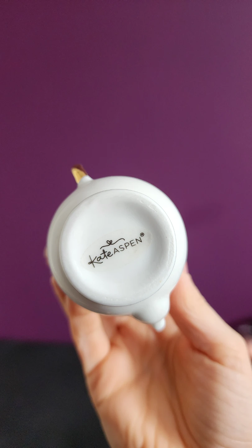 Kate Aspen White & Gold Teapot ceramic bud vase - photo 2