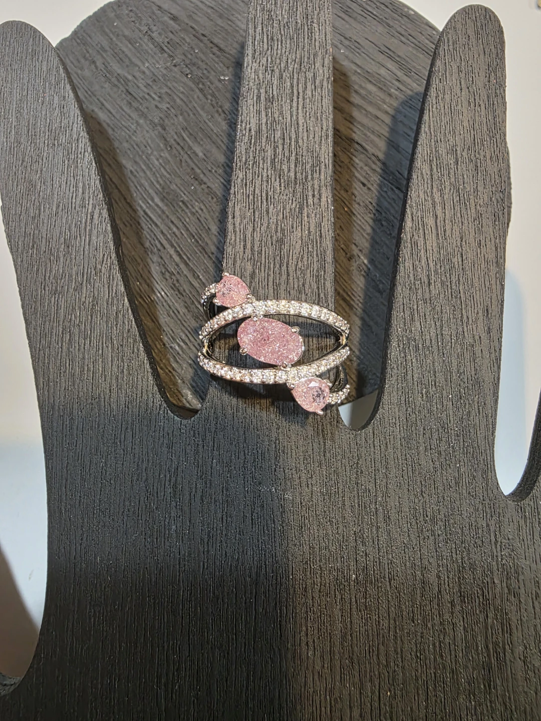 Purple Ice Crystal Ring with Clear CZ
