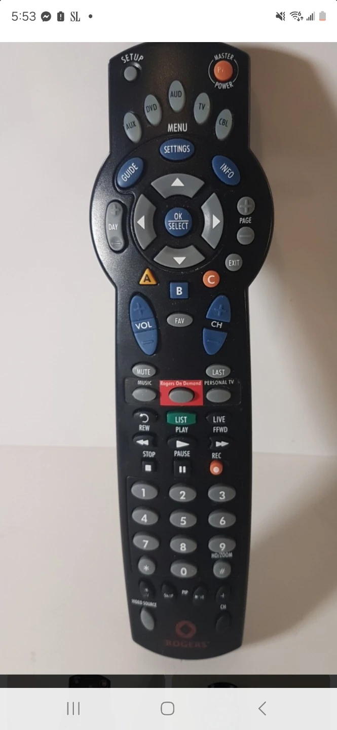 GENUINE Rogers Cable TV Box Remote Control 1056B03 Black.