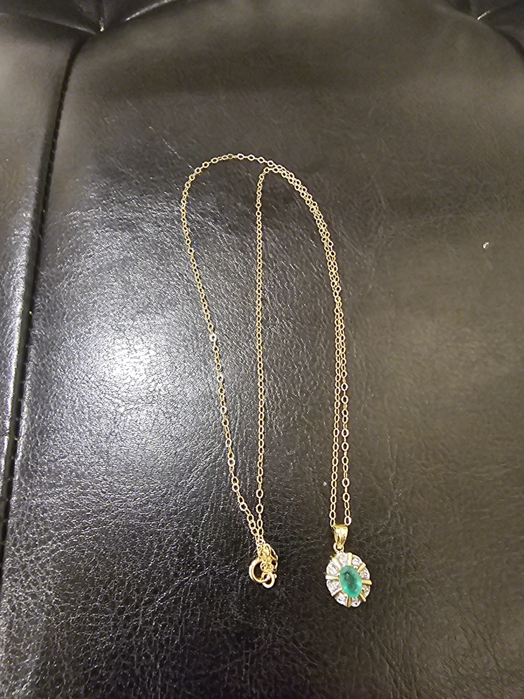 14K Gold Emerald and Diamond Necklace