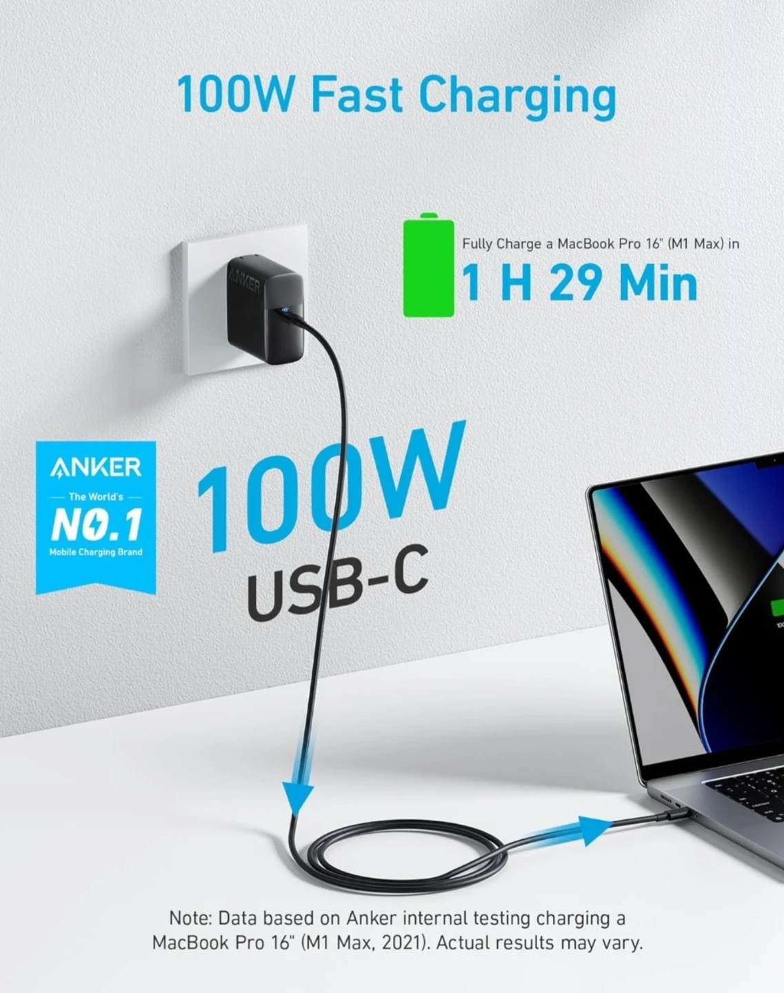 Anker USBC fast charger 100W laptop/tablet/phone - photo 3