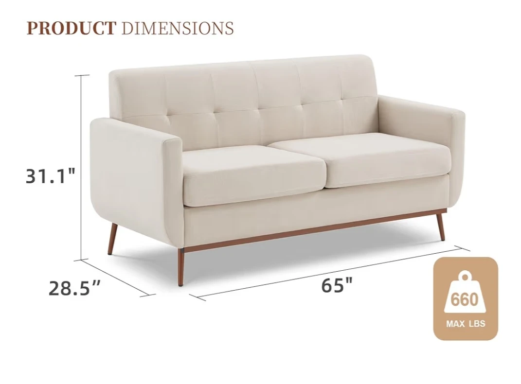 Cream Loveseat Sofa - photo 3