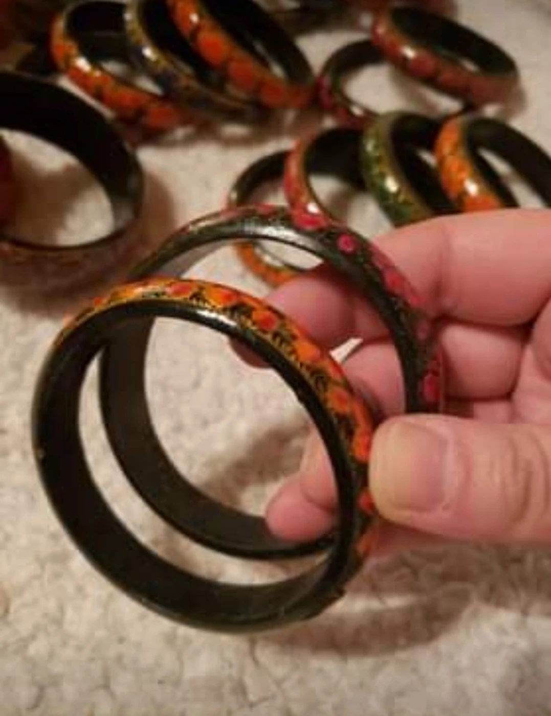 Hand-Painted Paper Mache Lacquer Bangles - photo 2