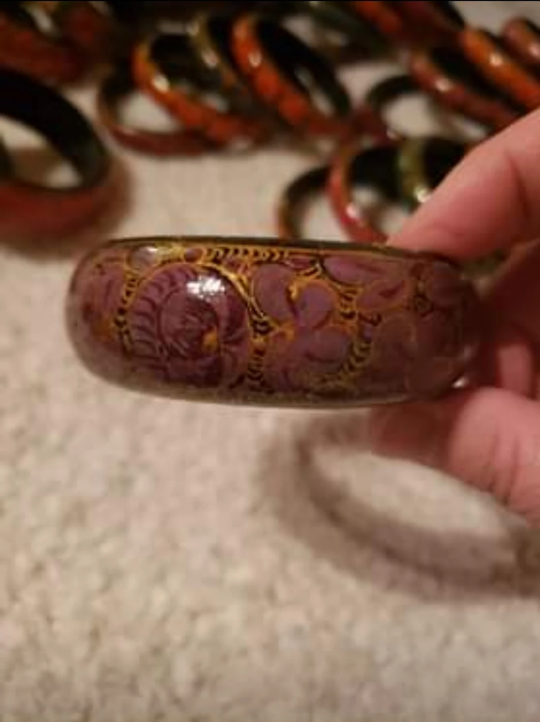 Hand-Painted Paper Mache Lacquer Bangles - photo 3