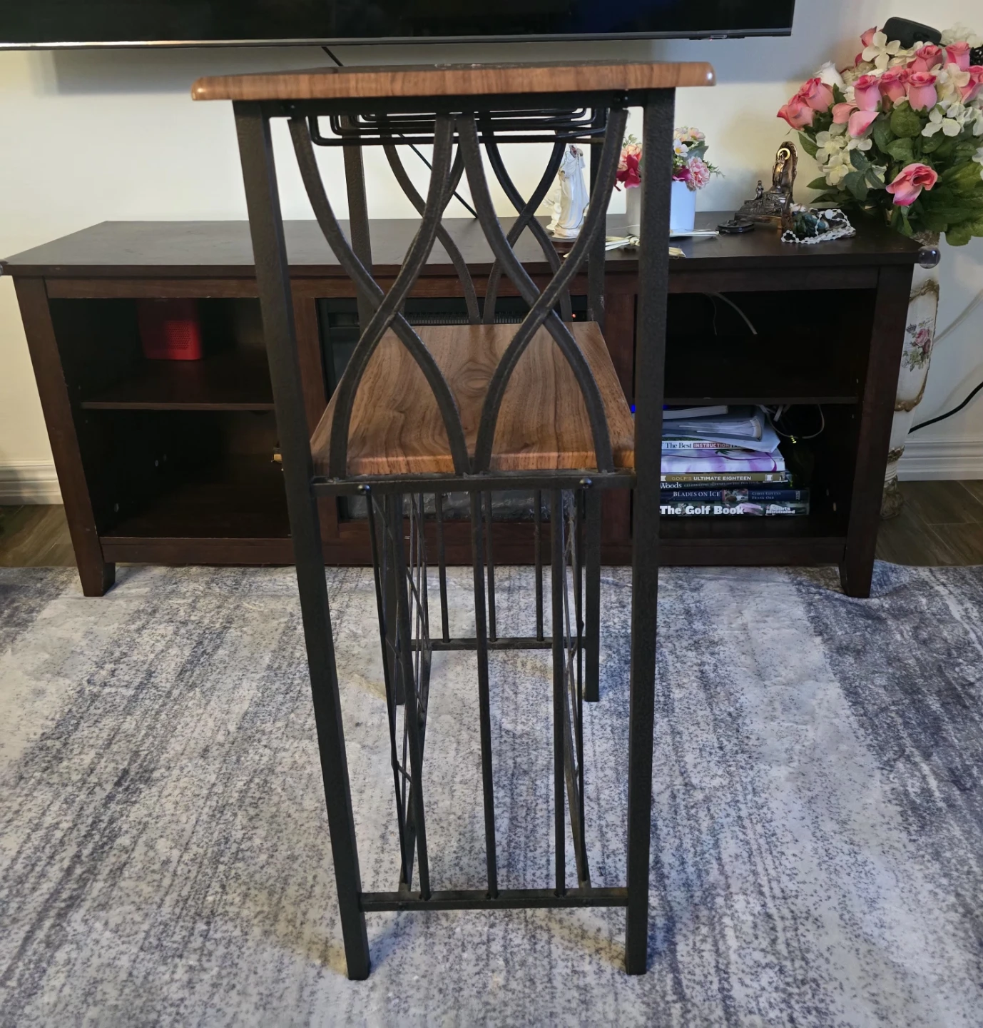 Metal and Wood Wine Rack Stand - photo 2